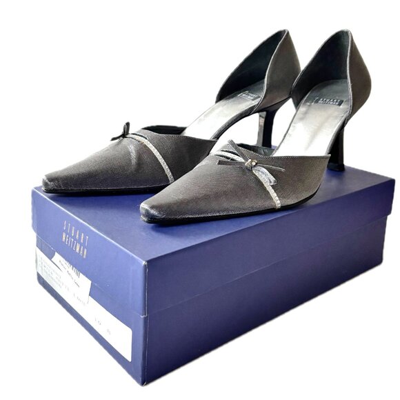 Stuart Weitzman Globonanno Evening Heels Pewter Matte Shimmery Lame Womens 10 B - Picture 1 of 14